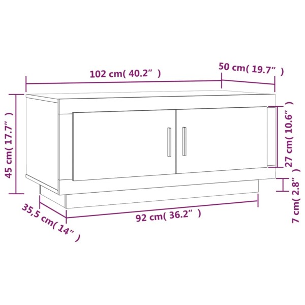 Mesa de centro madera contrachapada blanco 102x50x45 cm