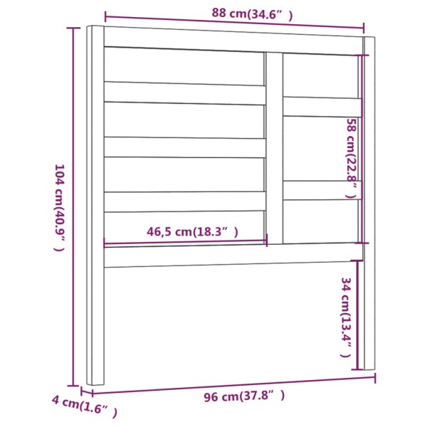 Cabecero de cama madera maciza de pino negro 96x4x104 cm