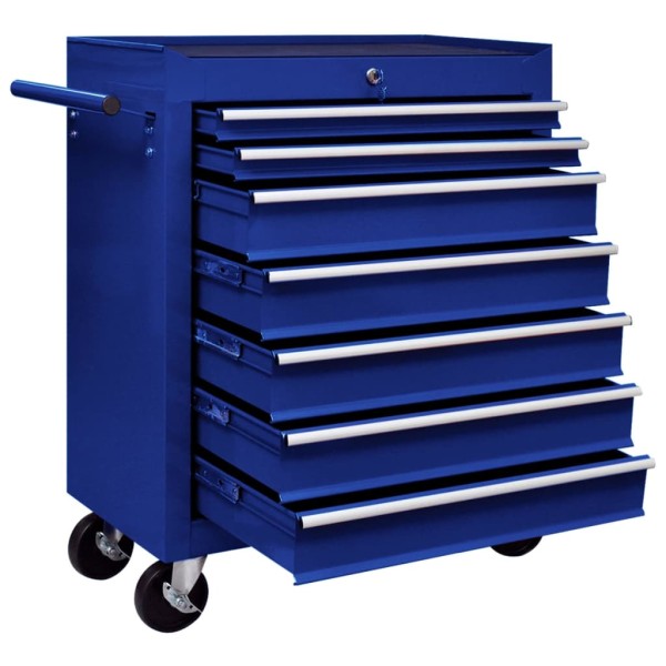 Carrito caja de herramientas 7 cajones azul