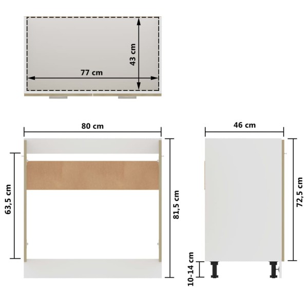 Armario inferior de fregadero madera ingeniería 80x46x81,5cm