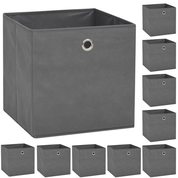 Cajas de almacenaje 10 uds textil no tejido 32x32x32 cm gris