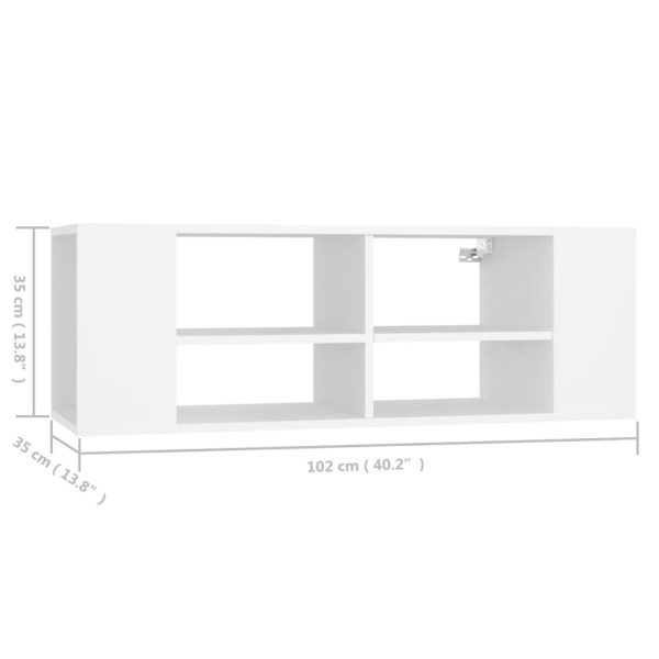 Mueble de pared para TV madera contrachapada blanco 102x35x35cm