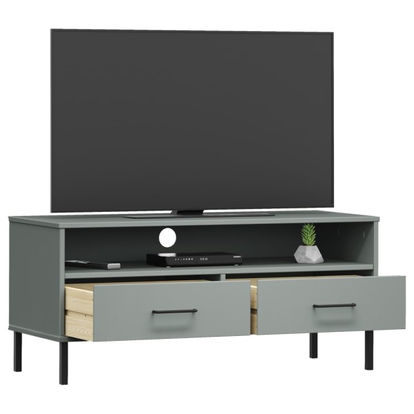 Mueble de TV con patas de metal OSLO madera maciza pino gris