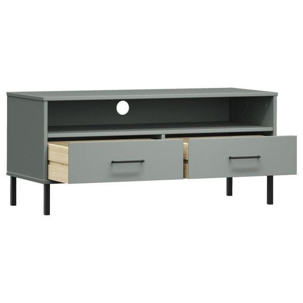 Mueble de TV con patas de metal OSLO madera maciza pino gris