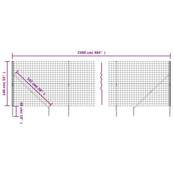 Cerca de alambre con pinchos de anclaje gris antracita 1,4x25 m