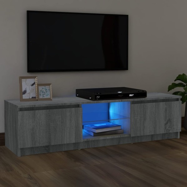 Mueble de TV con luces LED gris Sonoma 120x30x35,5 cm