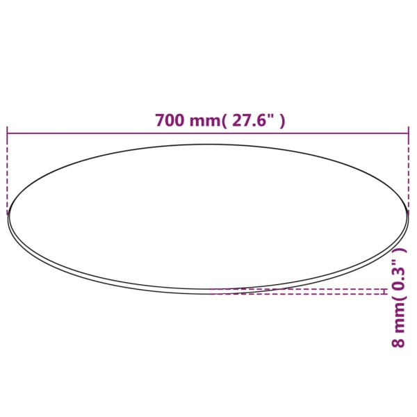 Tablero de mesa de cristal templado redondo 700 mm