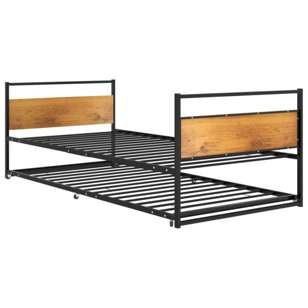 Estructura de cama extraíble metal negro 90x200 cm