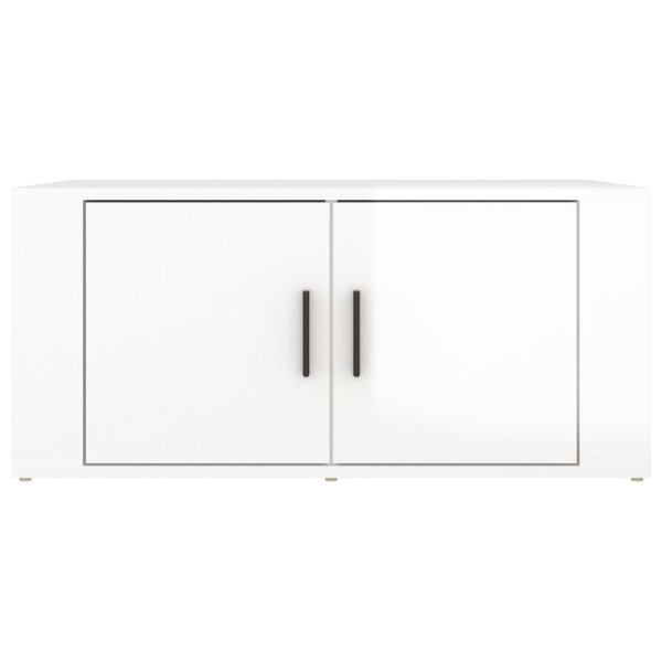 Mesa de centro madera contrachapada blanco brillo 80x50x36 cm