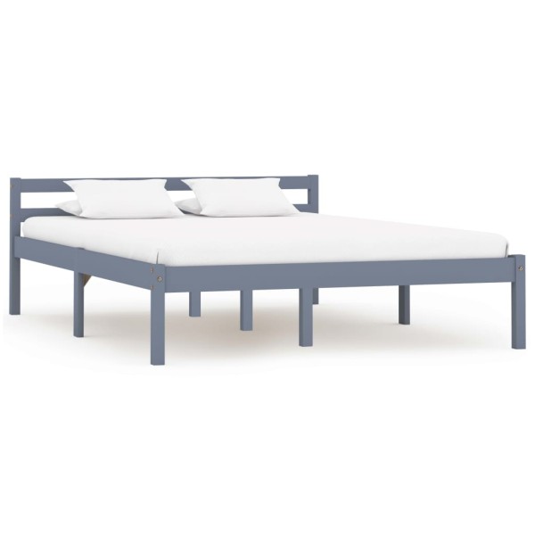 Estructura de cama de madera maciza de pino gris 140x200 cm