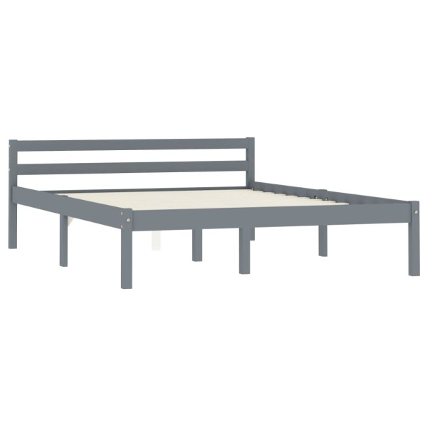 Estructura de cama de madera maciza de pino gris 140x200 cm