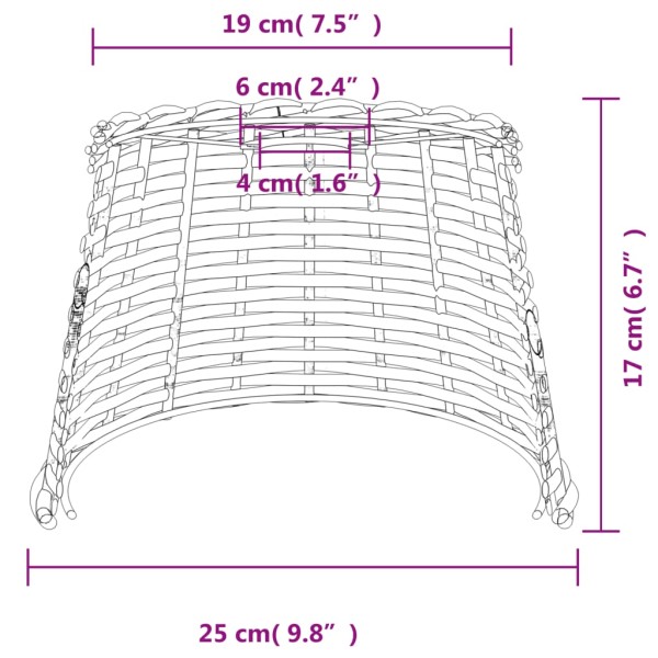 Pantalla para lámpara de techo mimbre marrón Ø25x17 cm