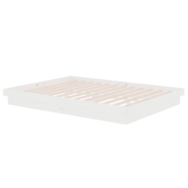 Estructura de cama madera maciza doble blanca 135x190cm