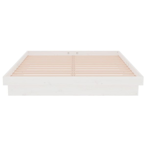 Estructura de cama madera maciza doble blanca 135x190cm