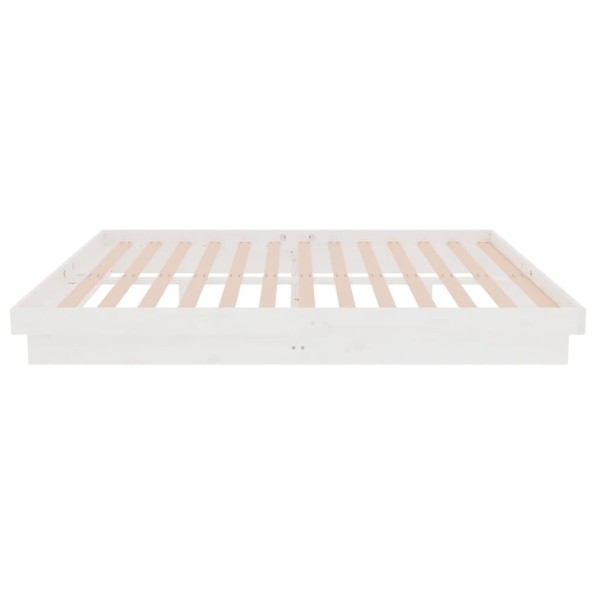 Estructura de cama madera maciza doble blanca 135x190cm