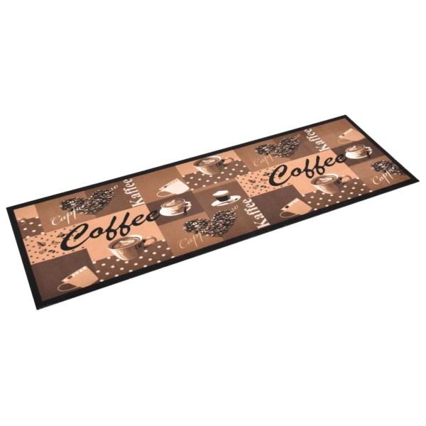 Alfombra de cocina lavable Coffee marrón 60x180 cm