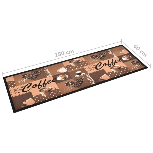 Alfombra de cocina lavable Coffee marrón 60x180 cm