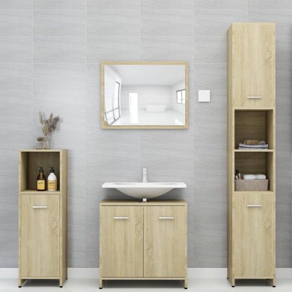 Armario de baño madera contrachapada color roble 30x30x95 cm