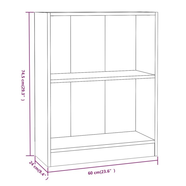 Estantería de madera contrachapada roble ahumado 60x24x74,5 cm