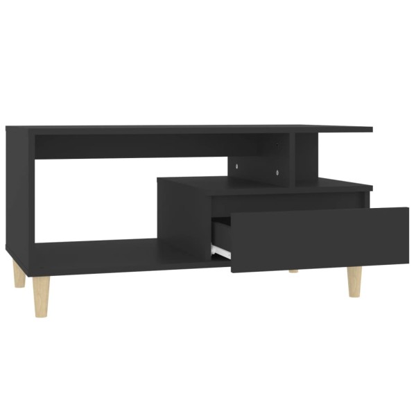 Mesa de centro madera contrachapada negro 90x49x45 cm