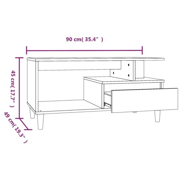 Mesa de centro madera contrachapada negro 90x49x45 cm