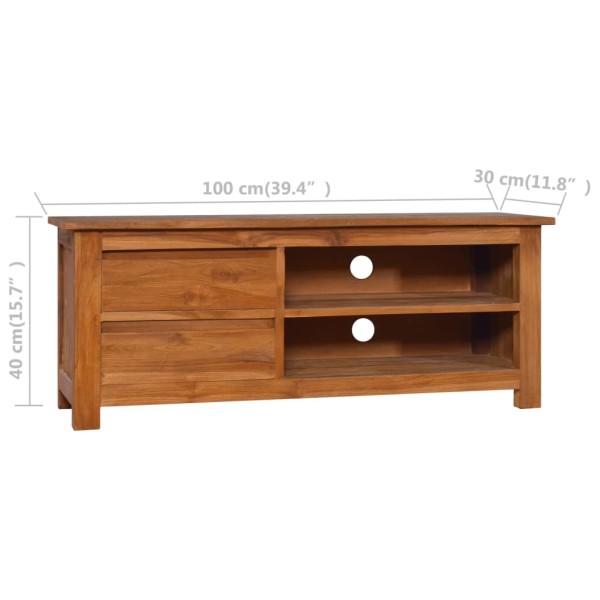 Mueble para TV madera maciza de teca 100x30x40 cm