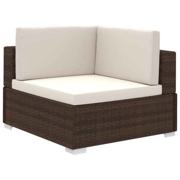 Set muebles de jardín y cojines 12 pzas ratán sintético marrón