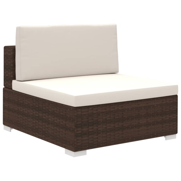 Set muebles de jardín y cojines 12 pzas ratán sintético marrón