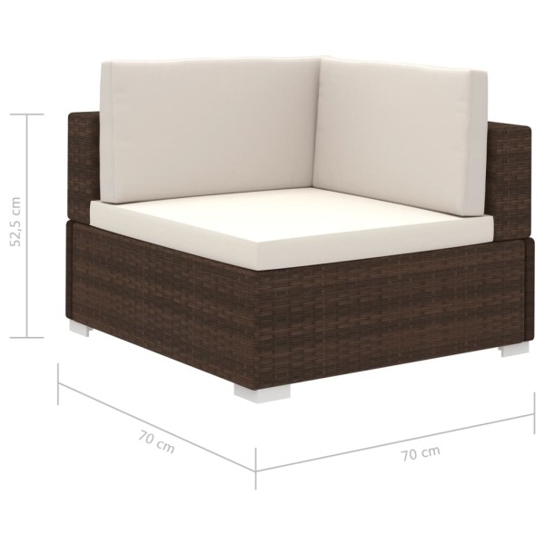 Set muebles de jardín y cojines 12 pzas ratán sintético marrón