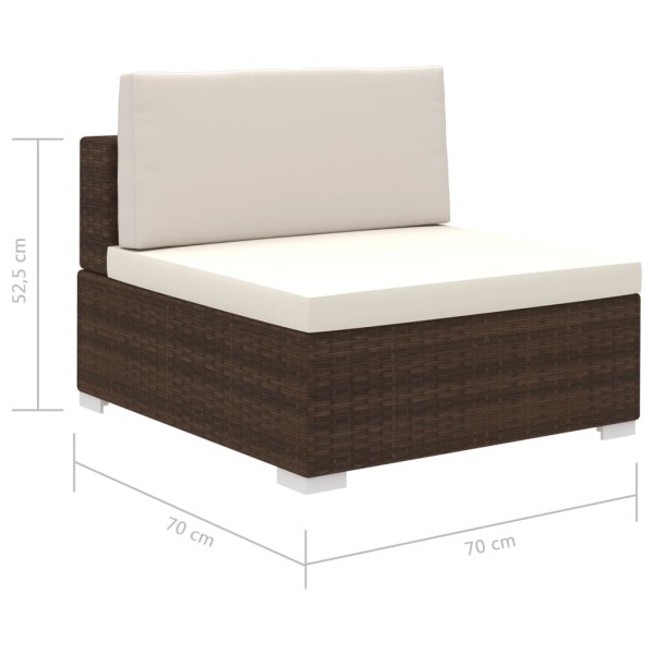 Set muebles de jardín y cojines 12 pzas ratán sintético marrón