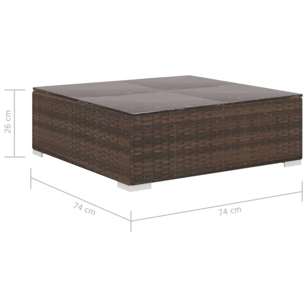 Set muebles de jardín y cojines 12 pzas ratán sintético marrón