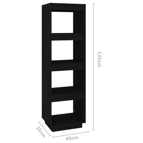 Estantería/divisor espacios madera de pino negro 40x35x135 cm