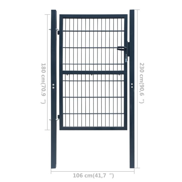 Cancela de valla 2D individual gris antracita 106x230 cm