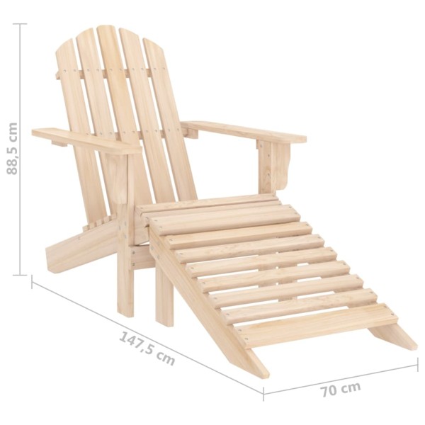 Silla de jardín Adirondack con otomana madera maciza de abeto