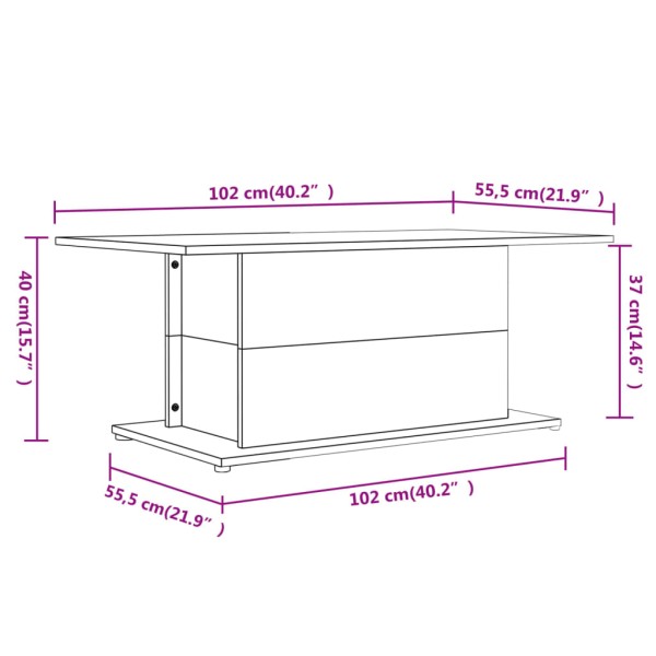 Mesa de centro madera contrachapada negro 102x55,5x40 cm