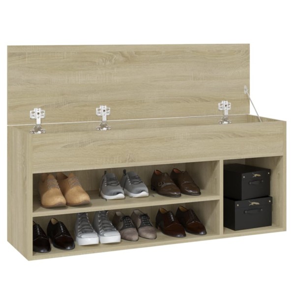 Banco zapatero madera contrachapada roble Sonoma 105x30x45 cm