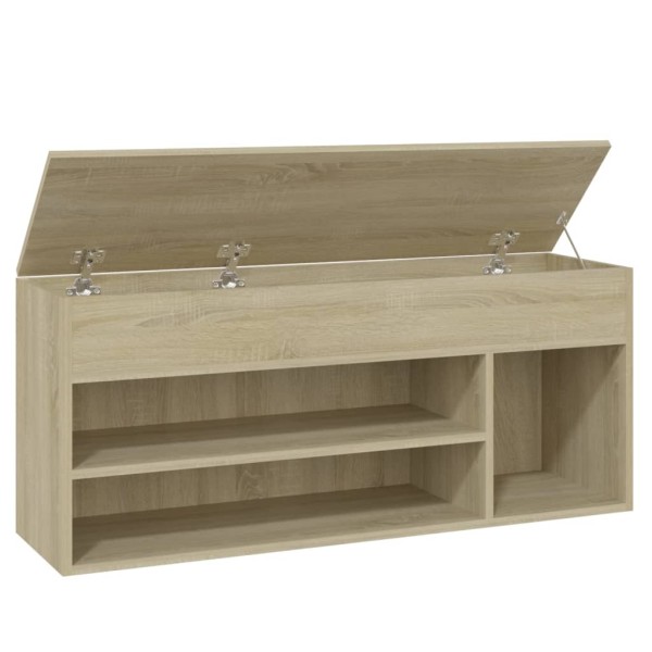 Banco zapatero madera contrachapada roble Sonoma 105x30x45 cm