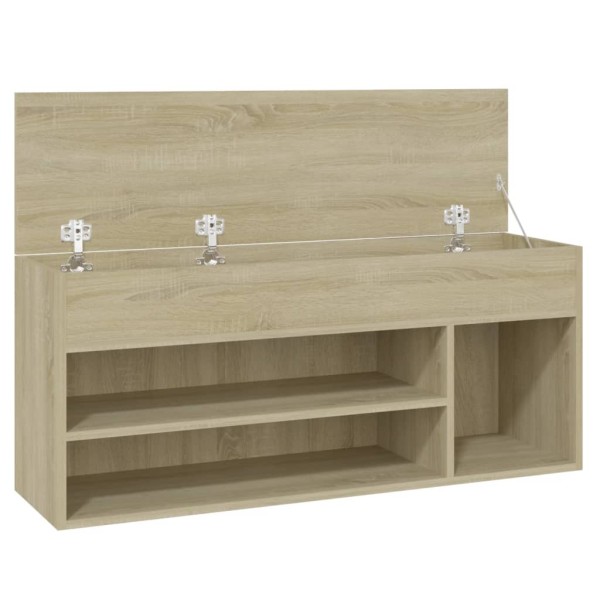 Banco zapatero madera contrachapada roble Sonoma 105x30x45 cm