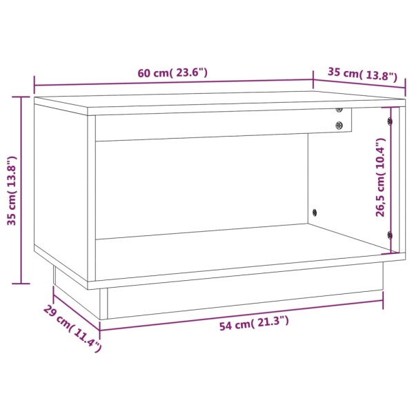 Mueble de TV de madera maciza de pino blanco 60x35x35 cm