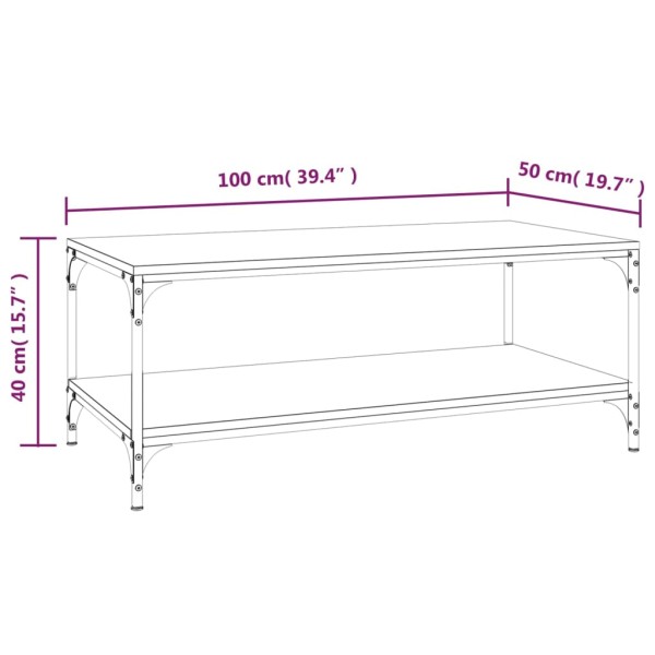 Mesa de centro madera contrachapada roble Sonoma 100x50x40 cm