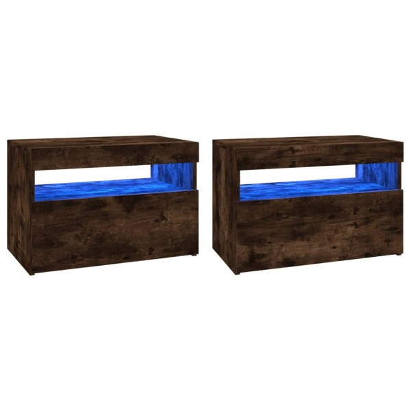 Muebles de TV con luces LED 2 uds roble ahumado 60x35x40 cm