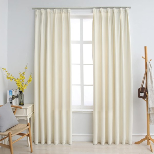 Cortinas opacas con ganchos 2 pzas terciopelo crema 140x245 cm