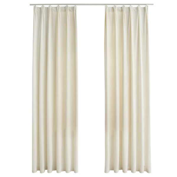 Cortinas opacas con ganchos 2 pzas terciopelo crema 140x245 cm