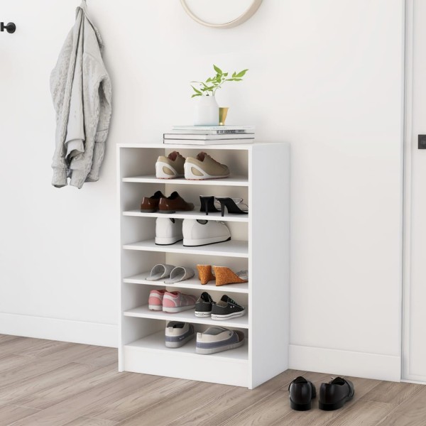 Mueble zapatero de madera contrachapada blanco 60x35x92 cm