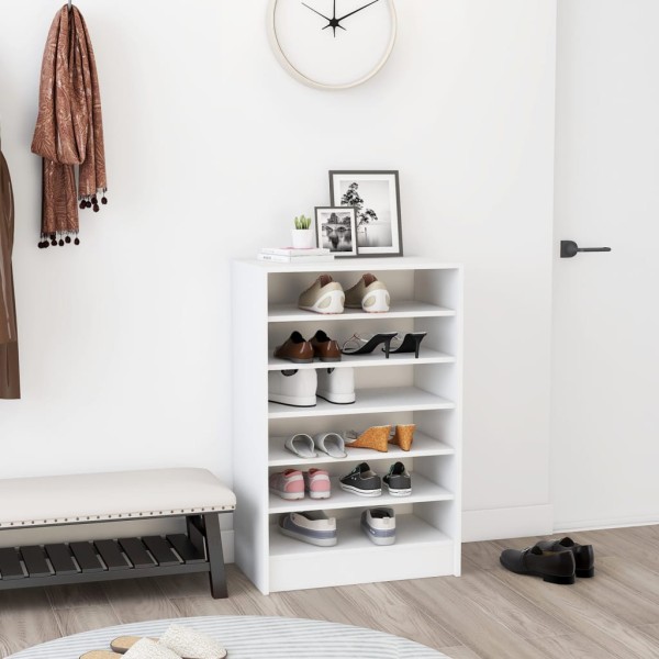 Mueble zapatero de madera contrachapada blanco 60x35x92 cm