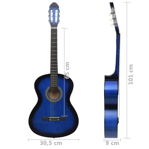 Guitarra clásica para principiantes madera de tilo azul 4/4 39"