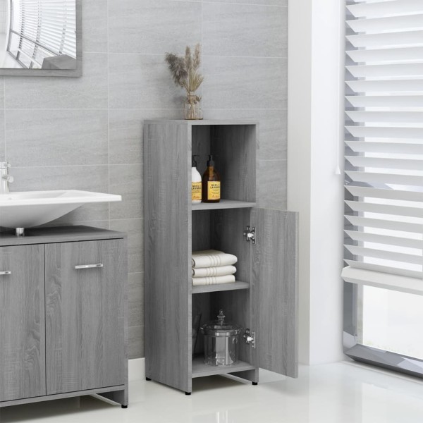 Armario de baño madera contrachapada gris Sonoma 30x30x95 cm