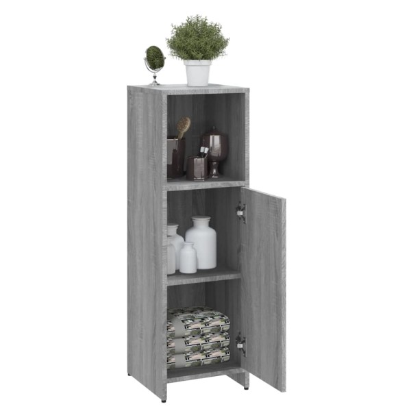 Armario de baño madera contrachapada gris Sonoma 30x30x95 cm