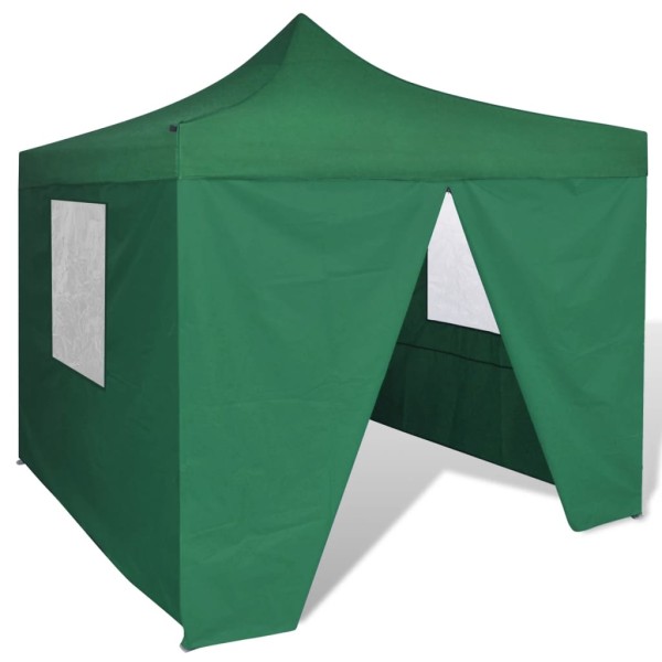 Cenador plegable verde con 4 paredes 3x3 m