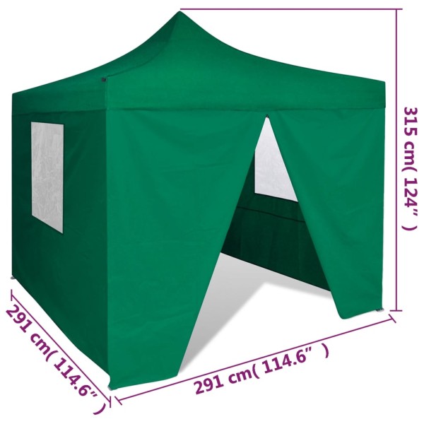 Cenador plegable verde con 4 paredes 3x3 m